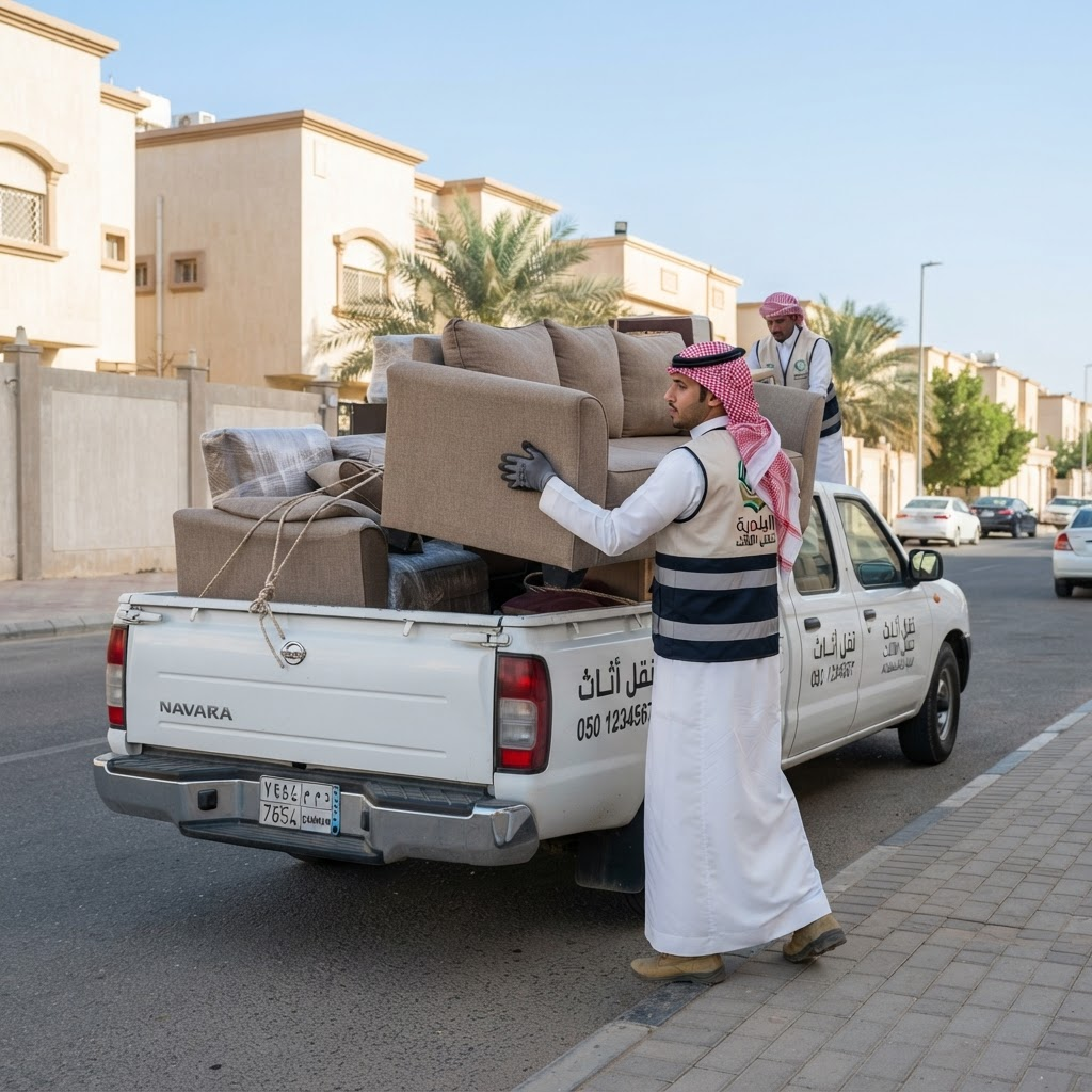 فريق عمل شراء مستعملات الدمام أثناء نقل الأثاث
